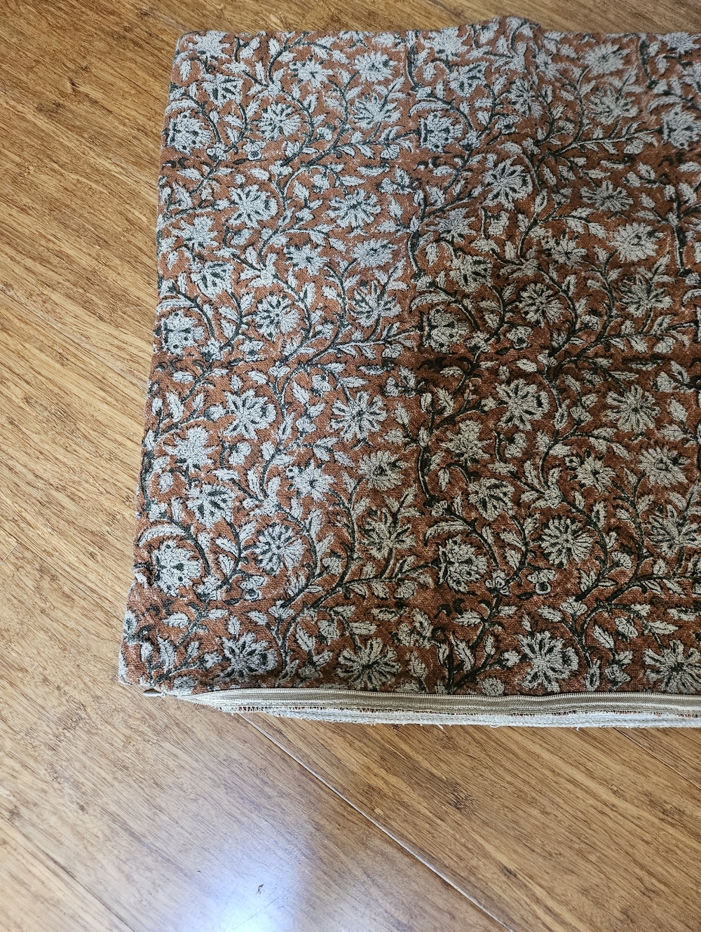 Rejuvenation Botanical Block Print Throw Pillow Cover - Rust & Cream - Picture 3 of 3